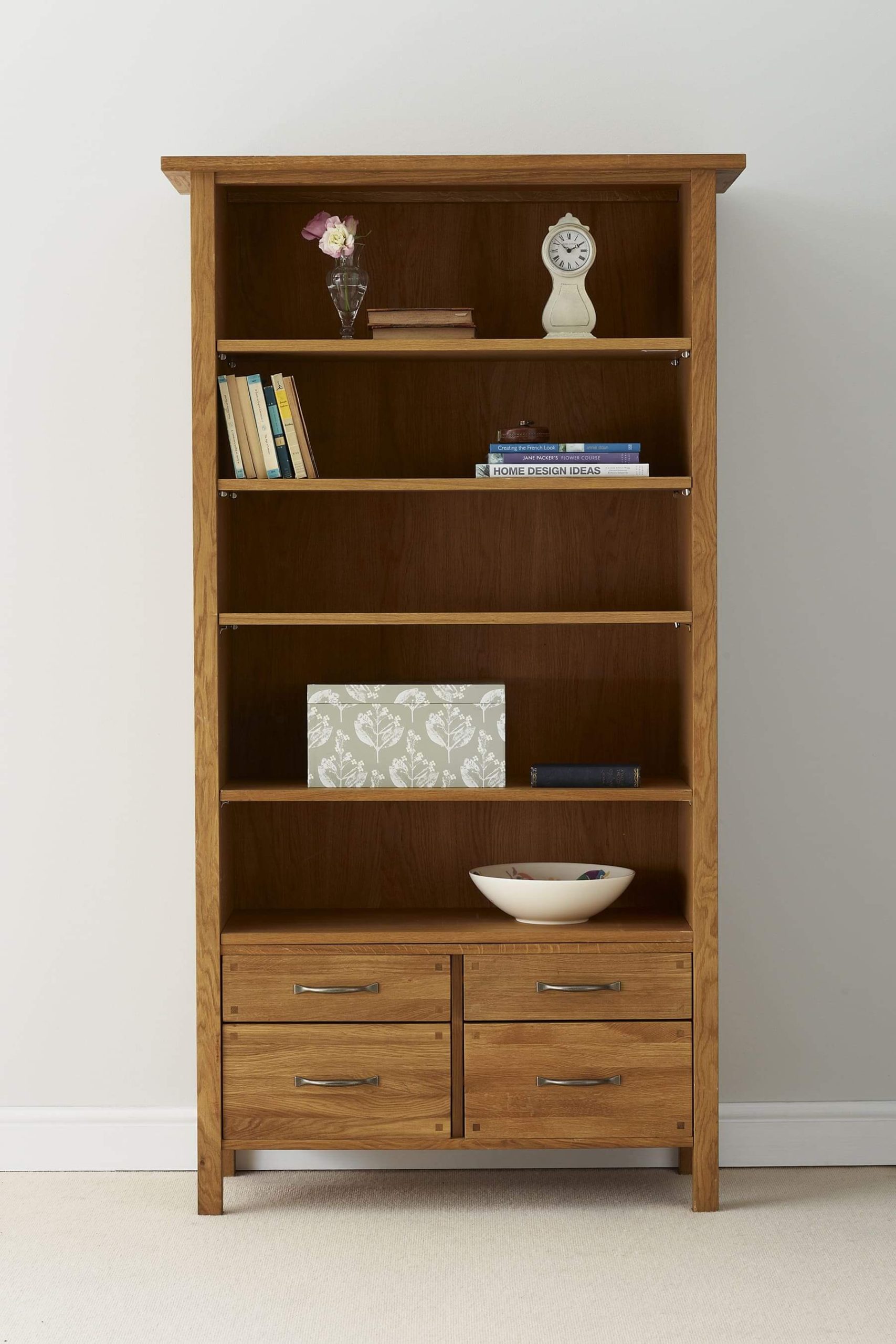 Solid wood bookcase on sale with drawers